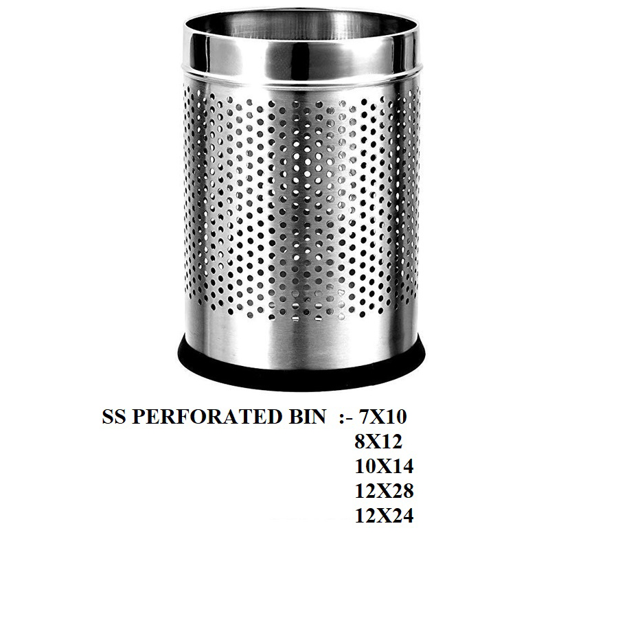 SS DUSTBIN ROUND PERFORATED 7X10"
